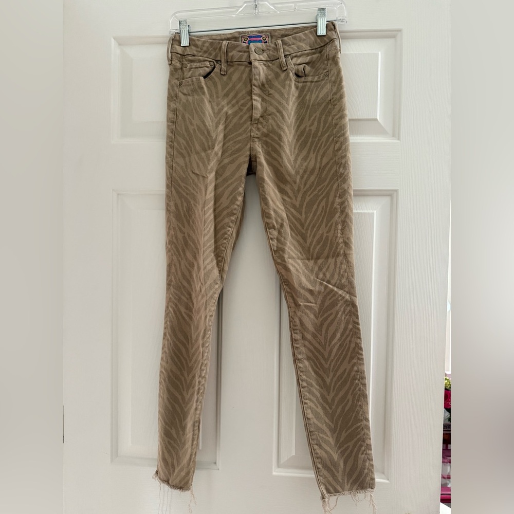 MOTHER Striped The Looker Ankle Fray